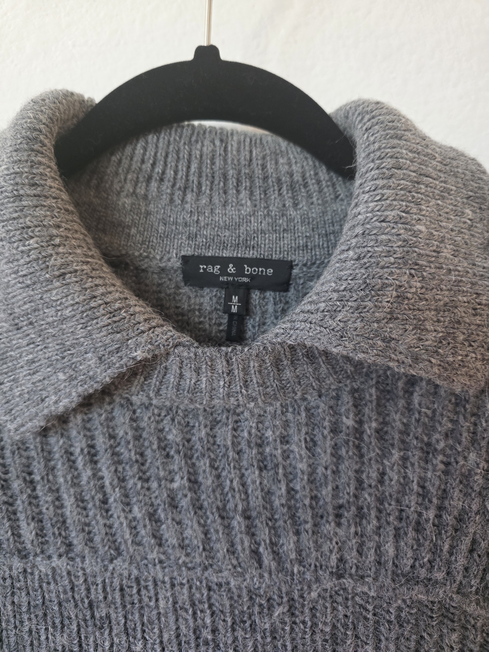 rag & bone Gray Ribbed Collar Crewneck Sweater - Picture 3 of 3